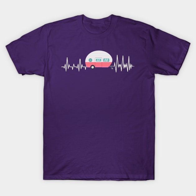 Camping Girls Heartbeat Caravan Travel T-Shirt by Shirtbubble